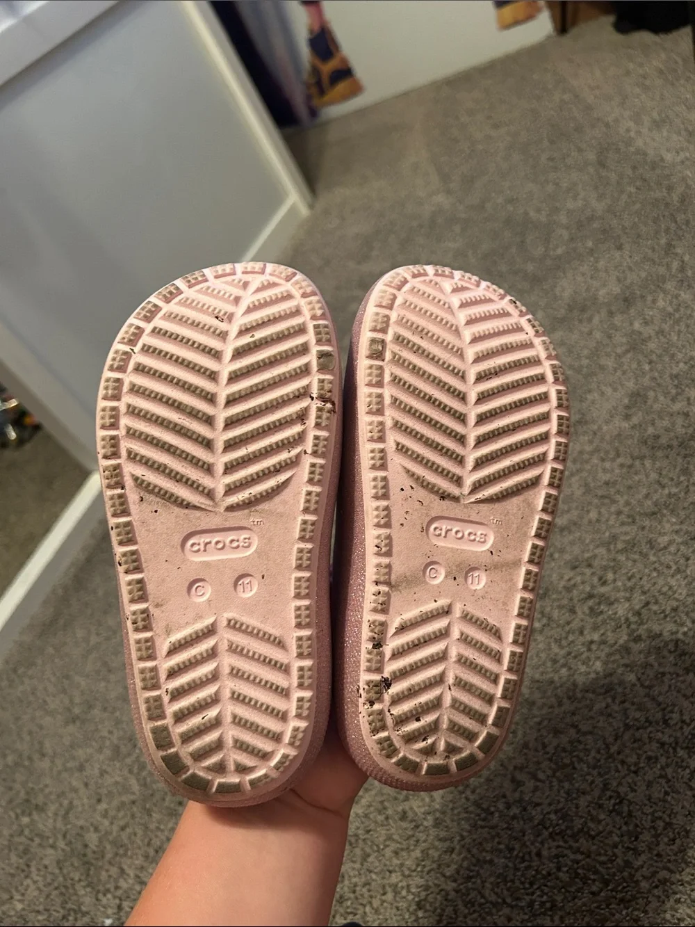 CROCS Kids Glitter Pink Slide Sandals